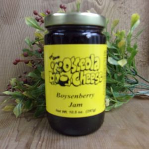 Boysenberry Jam, Osceola Cheese jam jar on a table