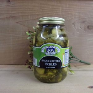 Bread and Butter Pickles, Amish Wedding pickles jar on a table