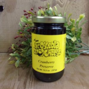 Cranberry Preserve, Osceola Cheese preserve jar on a table
