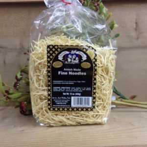 Fine Noodles, Amish Wedding noodles bag on a table