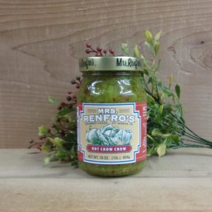 Hot Chow Chow, Mrs. Renfro's cabbage, onion, sweet pepper jar on a table