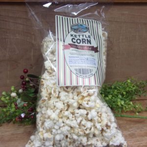 Kettle Corn, Backroad Country popcorn bag on a table