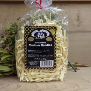 Medium Noodles, Amish Wedding noodles bag on a table