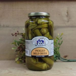 Pickled Mild Okra, Amish Wedding okra jar on a table