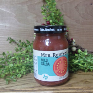 Mild Salsa, Mrs. Renfro's salsa jar on a table