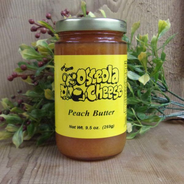 Peach Butter, Osceola Cheese butter jar on a table