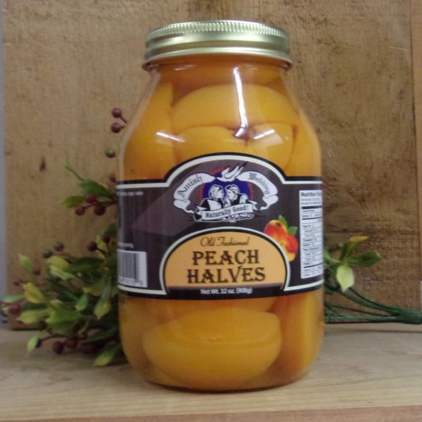 Peach Halves, Amish Wedding peaches jar on a table