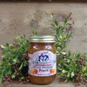 Peach Preserves, Amish Wedding preserve jar on a table