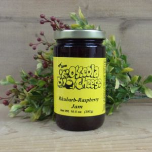 Rhubarb-Raspberry Jam, Osceola Cheese jam jar on a table