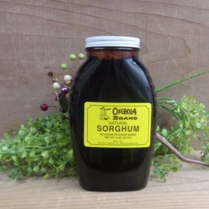 Sorghum, Osceola Brand sorghum jar on a table