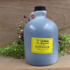Sorghum, Osceola Brand sorghum jar on a table