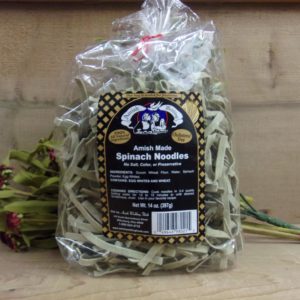 Spinach Noodles, Amish Wedding noodles bag  on a table
