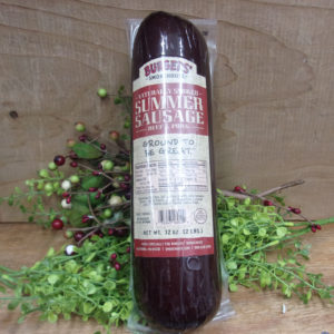 Ozark Summer Sausage Pork and Beef Combo, Burgers' Smokehouse sausage on a table