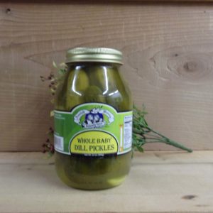 Whole Baby Dill Pickles, Amish Wedding pickles jar on a table