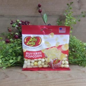 Buttered Popcorn Jelly Beans, Jelly Belly bag on a table
