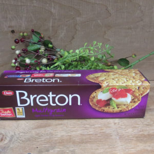 Dare Breton Multigrain Crackers box on a table
