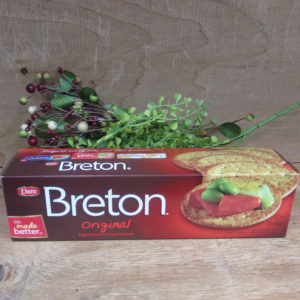 Dare Breton Original Crackers box on a table