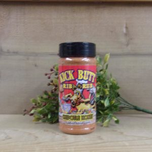 Kick Butt Hickory Rib Rub jar on a table