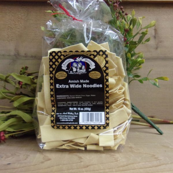 Extra Wide Noodles, Amish Wedding noodles bag on a table
