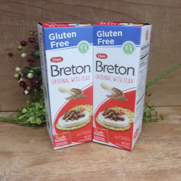 Dare Breton Original with Flax Crackers, two boxes on a table