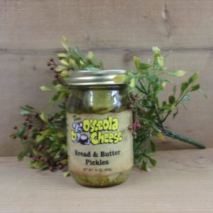 Bread and Butter PIckles, Osceola Cheese pickles jar on a table