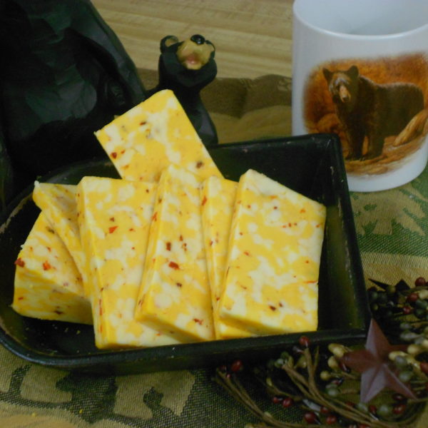 Lightning Jack cheese slices in a plate on a table