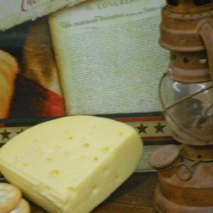 Mini Swiss cheese block on a table