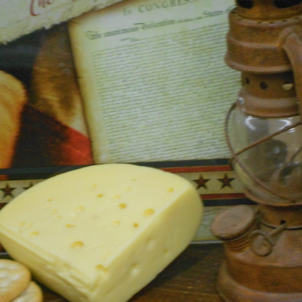 Mini Swiss cheese block on a table