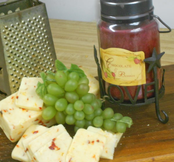 Hickory Smoked Roasted Red Pepper Monterey Jack cheese slices on a table